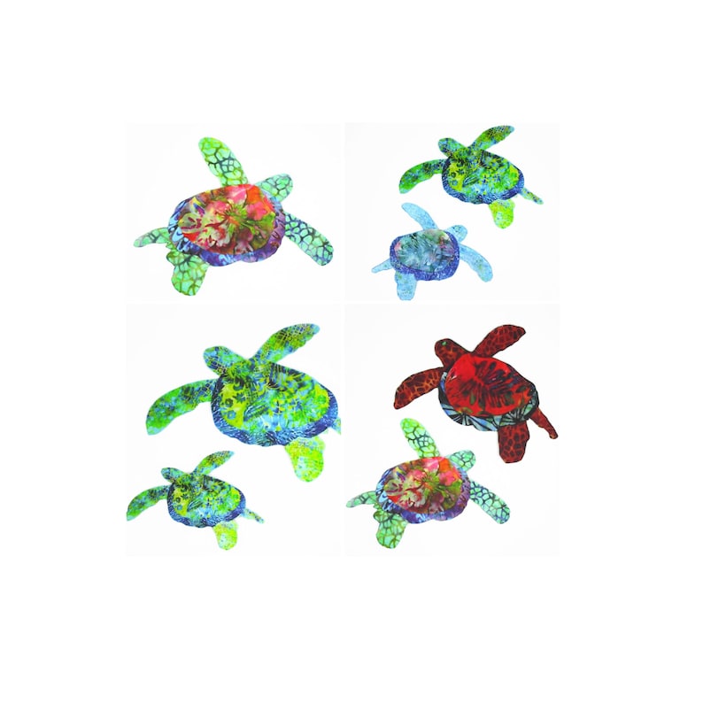 Tropical Sea Turtle Iron On Fabric Applique with Fusing Hawaiian Honu image 2