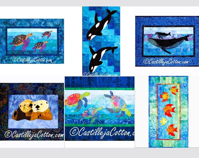 Quilt Pattern Paper Copy Under the Sea Turtles Humpback Orca Whales Tropical Fish Otters Ocean~ Your Choice of Sea Life Quilt Pattern