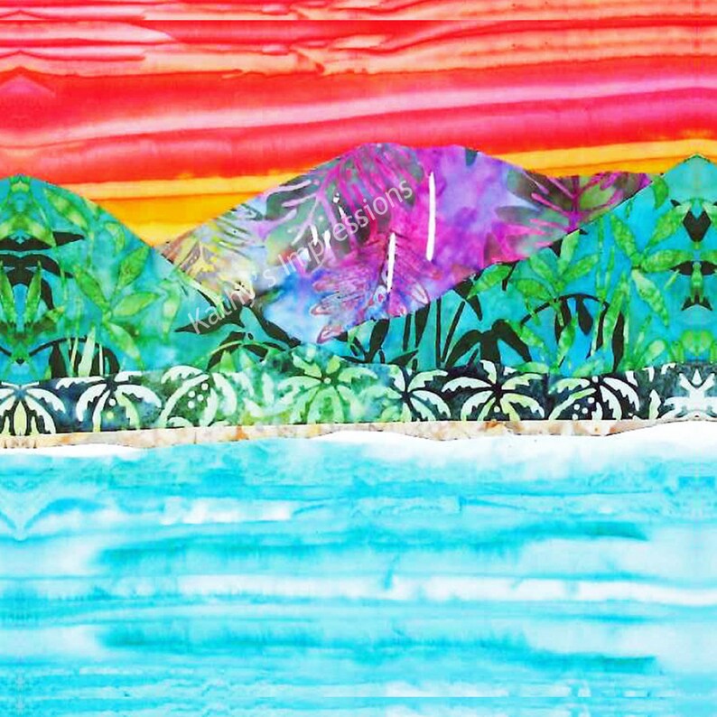 TROPICAL Beach HAWAIIAN Fabric Quilt Panel Squares Organic Etsy