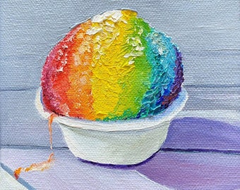 Rainbow Shave Ice Fabric Quilt Block Hawaiian Panel Beach Paradise