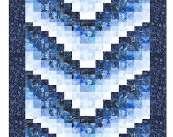 Whale Tails Bargello Ocean Blue Ombre Digital Quilt Pattern .PDF Download Strip Pieced Technique~ Advanced Beginner~ 40" x 58" Lap Size