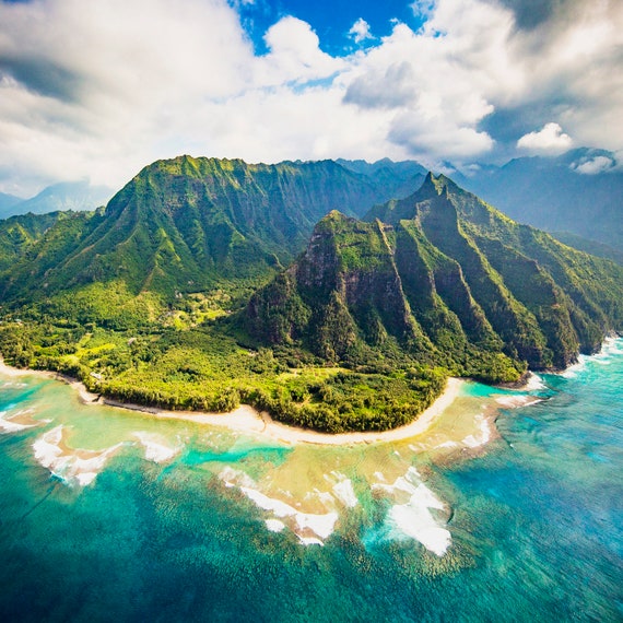 Ke'e Beach Island of Kauai Fabric Quilt Square Etsy