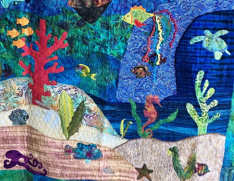 Tropical Sea Turtle Iron On Fabric Applique with Fusing Hawaiian Honu image 3