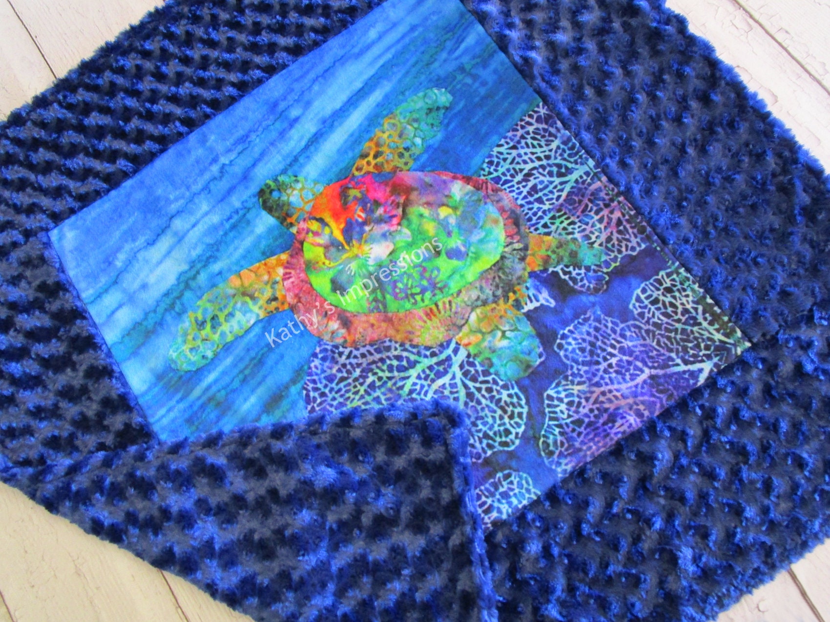 Sea Turtle Fabric Quilt Square, Under the Sea Fabric, Sea Turtle Fabric