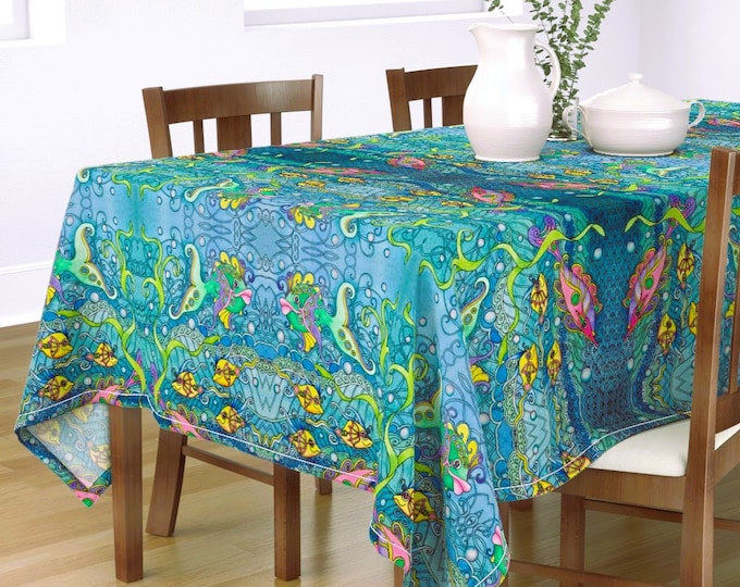 Fantasy Tropical Fish Fabric By The Yard I Spy Mirror Repeat Ocean Water Bubbles