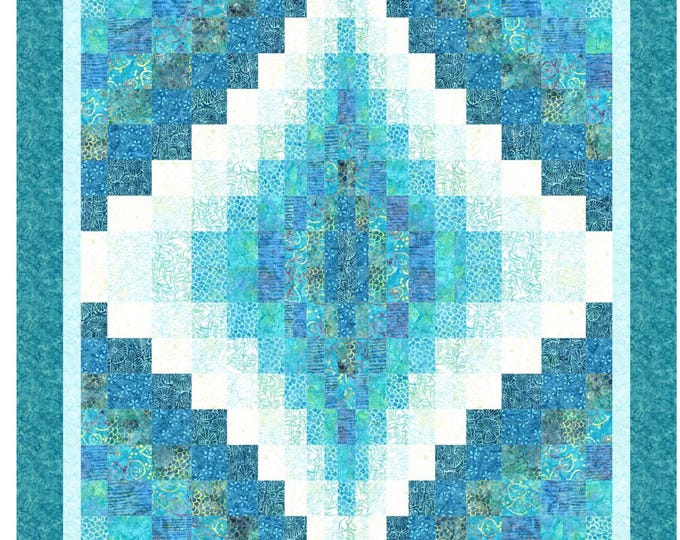 Bargello Jewel Ocean Water Splash Digital Quilt Pattern .PDF Download Strip Pieced Technique~ Intermediate~ 74" x 90" Double Full Size