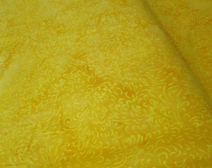 Island Batik Bright Yellow Swirls Fabric BTY ~ Yellow Batik Tonal Swirls Fabric By The Yard~ IB97-B1