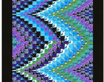 Beach Ocean Waves Bargello Peaks Utopia Digital Quilt Pattern .PDF Download Strip Pieced Technique~ Intermediate~ 50" x 68" Lap Size