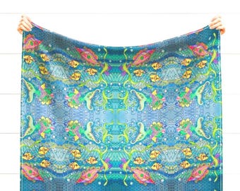 Fantasy Fish Ocean Fabric By The Yard I Spy Mirror Repeat Tropical Under The Sea Girls Water Bubbles Whimsical Waves