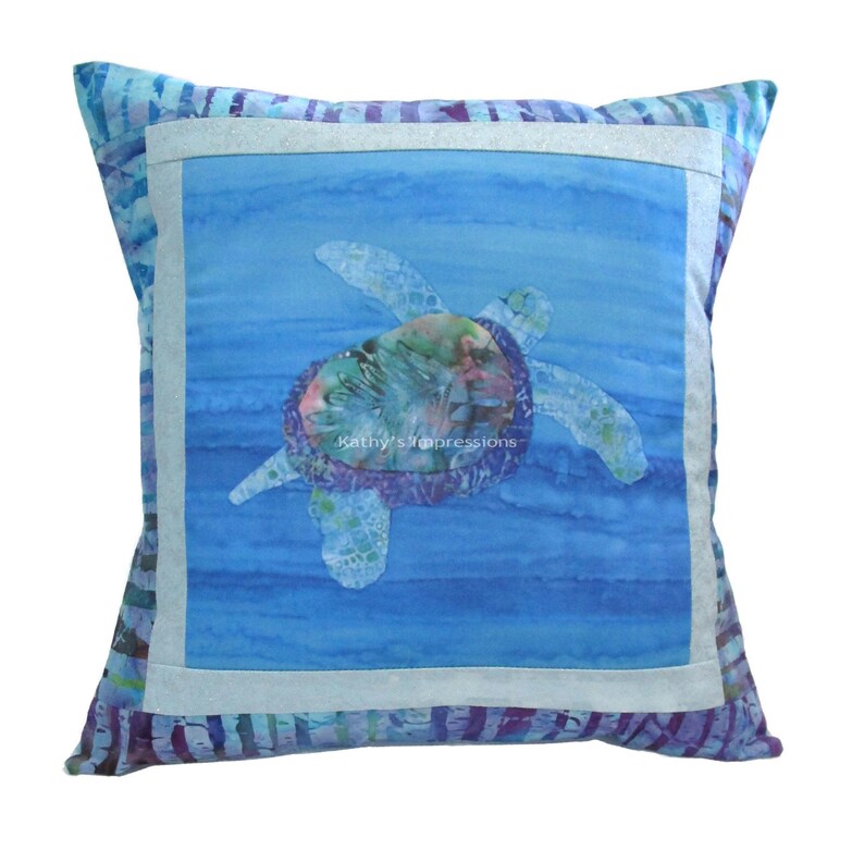 decorative throw pillow stained glass mermaid turtle cushion cover US Seller