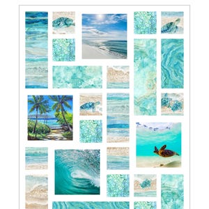 My Happy Place Beach Fabric Quilt Block: Blue Skies Turquoise Ocean Sugar Sand Panel image 4