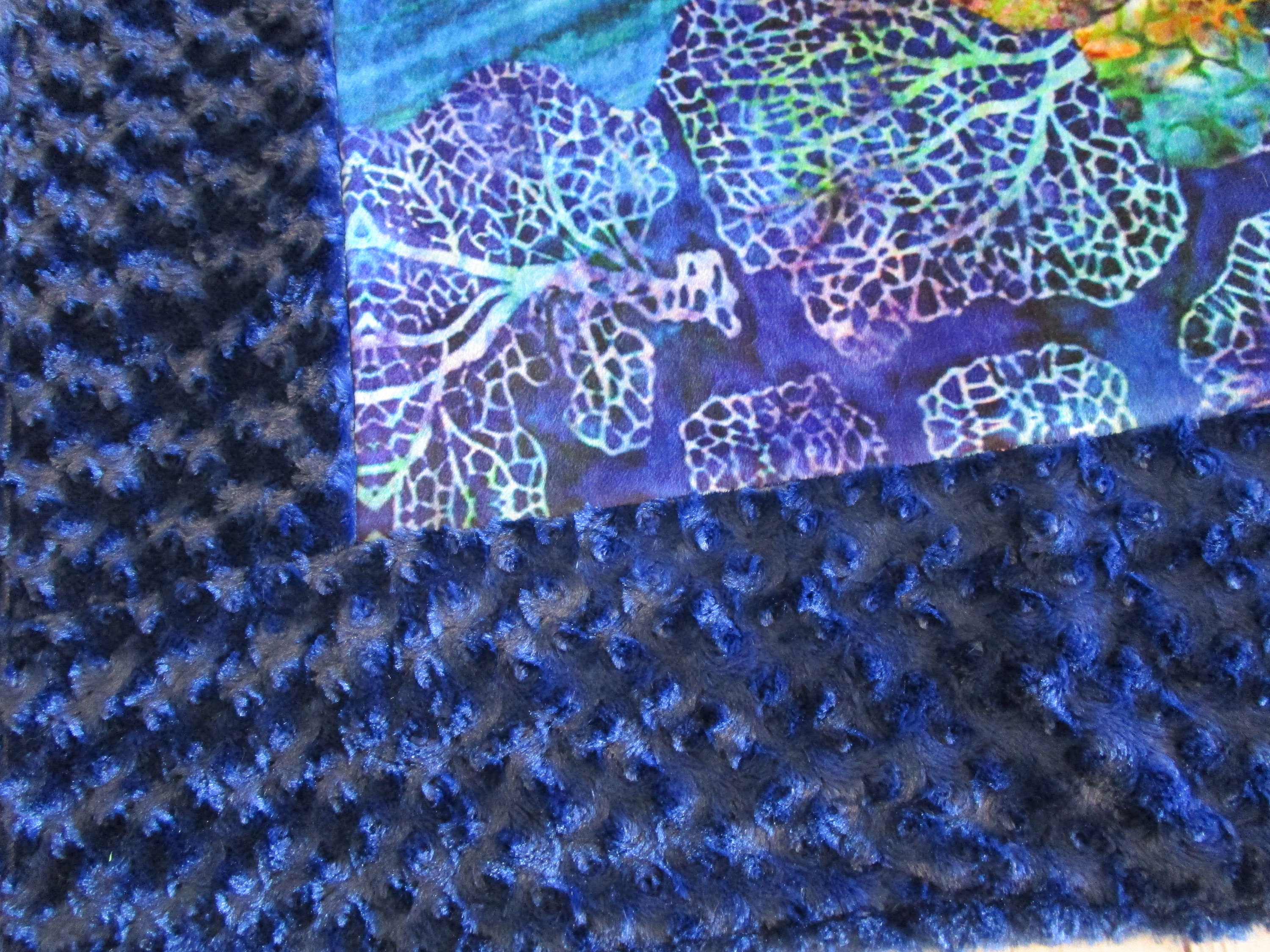 SEA TURTLE MINKY Baby Blanket Adult Lap or Fabric Kit~ Blue Honu Purple