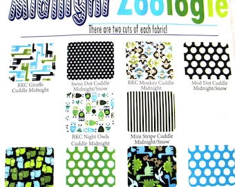 Shannon Fabrics Midnight Zoologie Cuddle Cake~ (20) 10" Minky Quilt Squares~ Giraffe Monkey Dinosaur