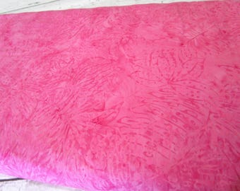 Pink Tropical Leaves Island Batik Coastal Fabric By The Yard Hand-Dyed Cotton Beach Seaside Quilting Sewing Material