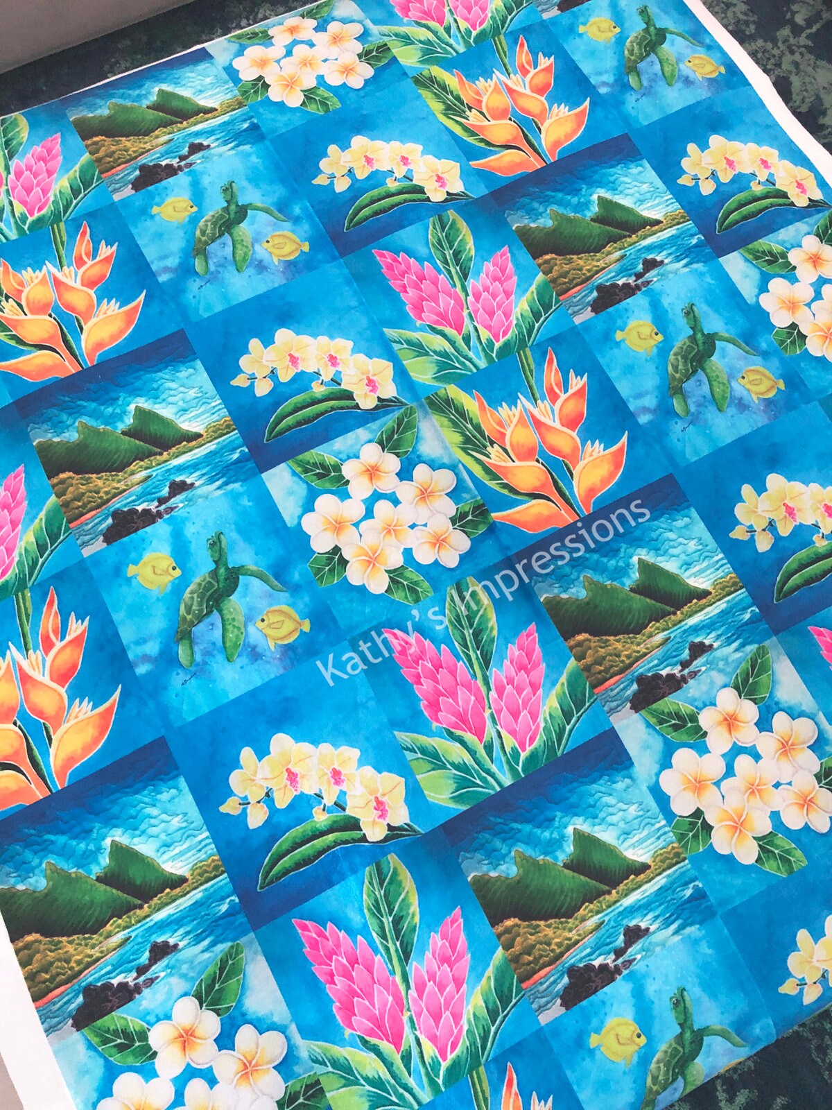 Hawaii Tropical Dreams Fabric Quilt Wholecloth Panel Tropical Etsy