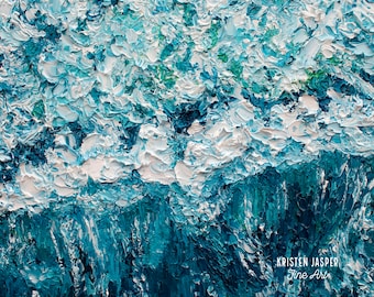 Ocean Water Seashore Fabric Quilt Panel Seafoam Rushing Waters Beach~ Number 3 in PAINTED WAVES Collection