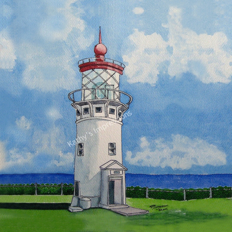 Kilauea LIGHTHOUSE Fabric Quilt Panel Square Kauai Tropical Etsy