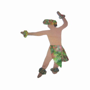 Male Hawaiian Hula Dancer Batik Fabric Applique with Wonder Under Fusing - 4" x 5.5"