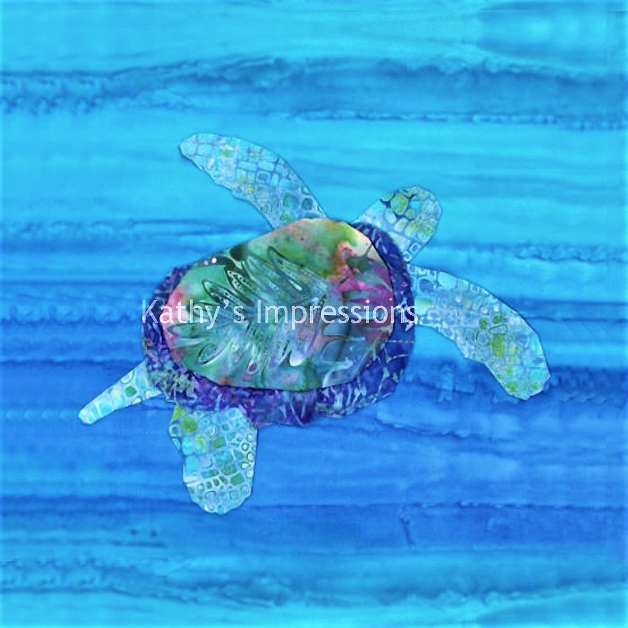 Sea Turtle Minky Fabric Quilt Top Panel 26 5 Light Blue Ocean