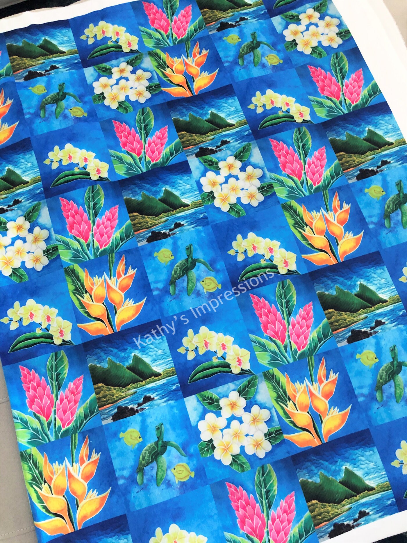 Hawaii Tropical Dreams Fabric Quilt Wholecloth Panel Tropical Flowers