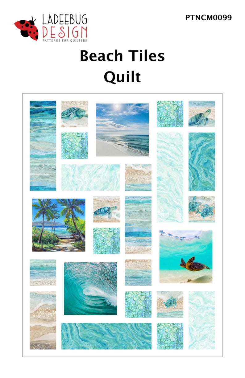 Beach Tiles Fabric & Pattern Kit~ Modern Baby Quilt, Wall Hanging or Tropical Throw~ 37x49" Bild 1
