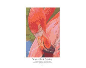 Pink Flamingo Cross Stitch Pattern Tropical Florida Digital PDF Instant File to Download and Print