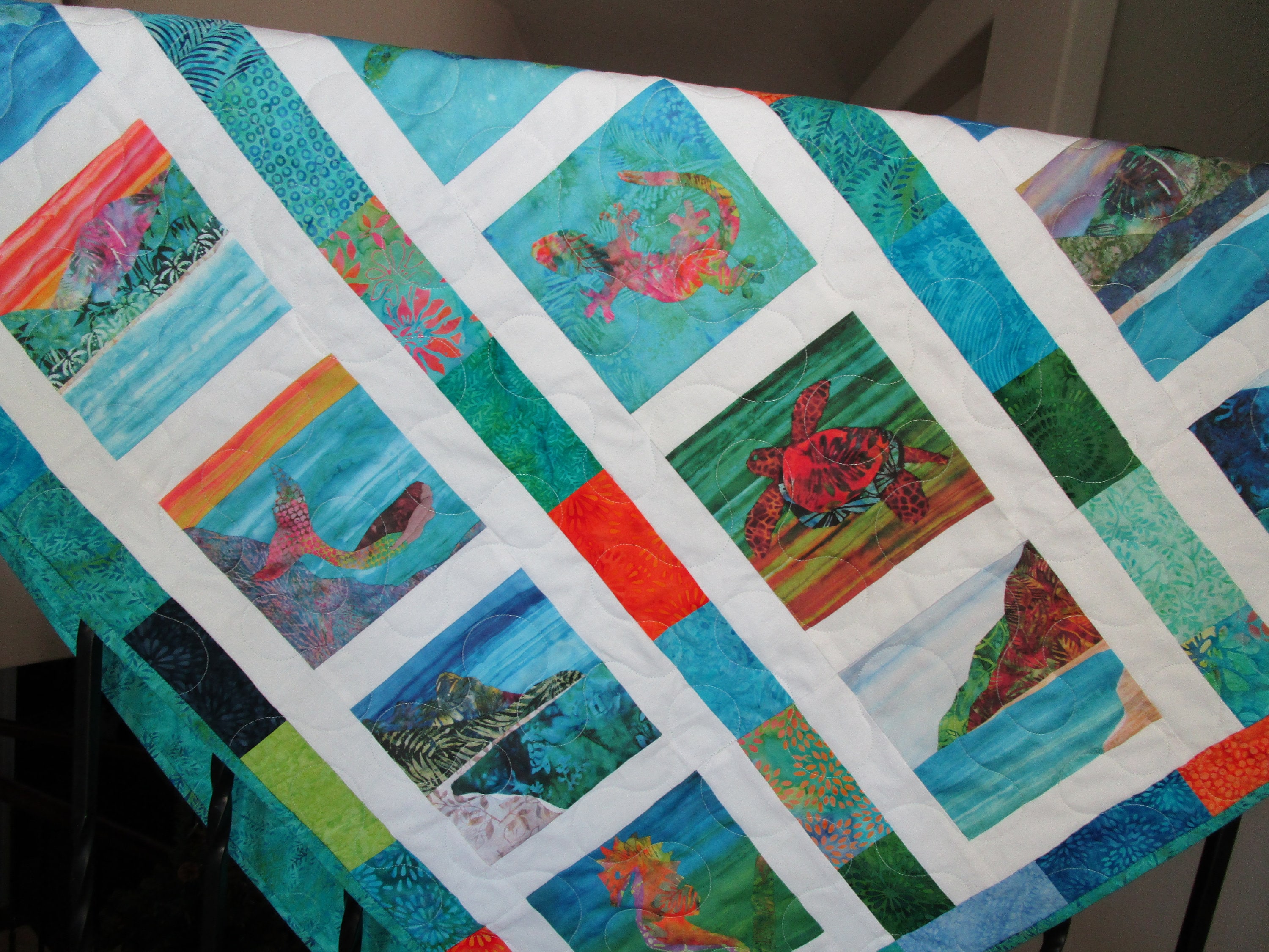 SALE Polihale Beach Kauai Hawaii Fabric Quilt Panel Square Tropical