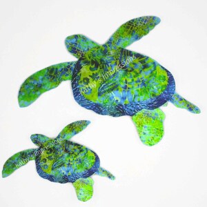 Tropical Sea Turtle Iron On Fabric Applique with Fusing Hawaiian Honu Green