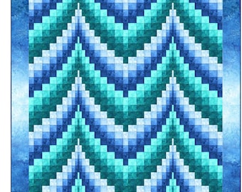 Water Ripples Ocean Lake River Pool Bargello Waves Beach Digital Quilt Pattern .PDF Download Strip Pieced Technique~ 68" x 90" Twin Bed Size