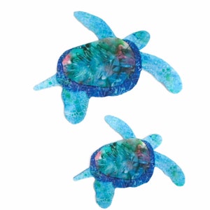 Tropical Sea Turtle Iron On Fabric Applique with Fusing Hawaiian Honu image 1