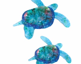 Tropical Sea Turtle Iron On Fabric Applique with Fusing Hawaiian Honu