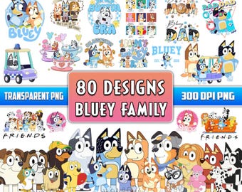 Blue Dog and Friends Svg,Easy to use,Cartoon Characters Cliparts,Layered Svg by colors,Transparent Png,Cut files for Cricut,Blue Dog Birthda