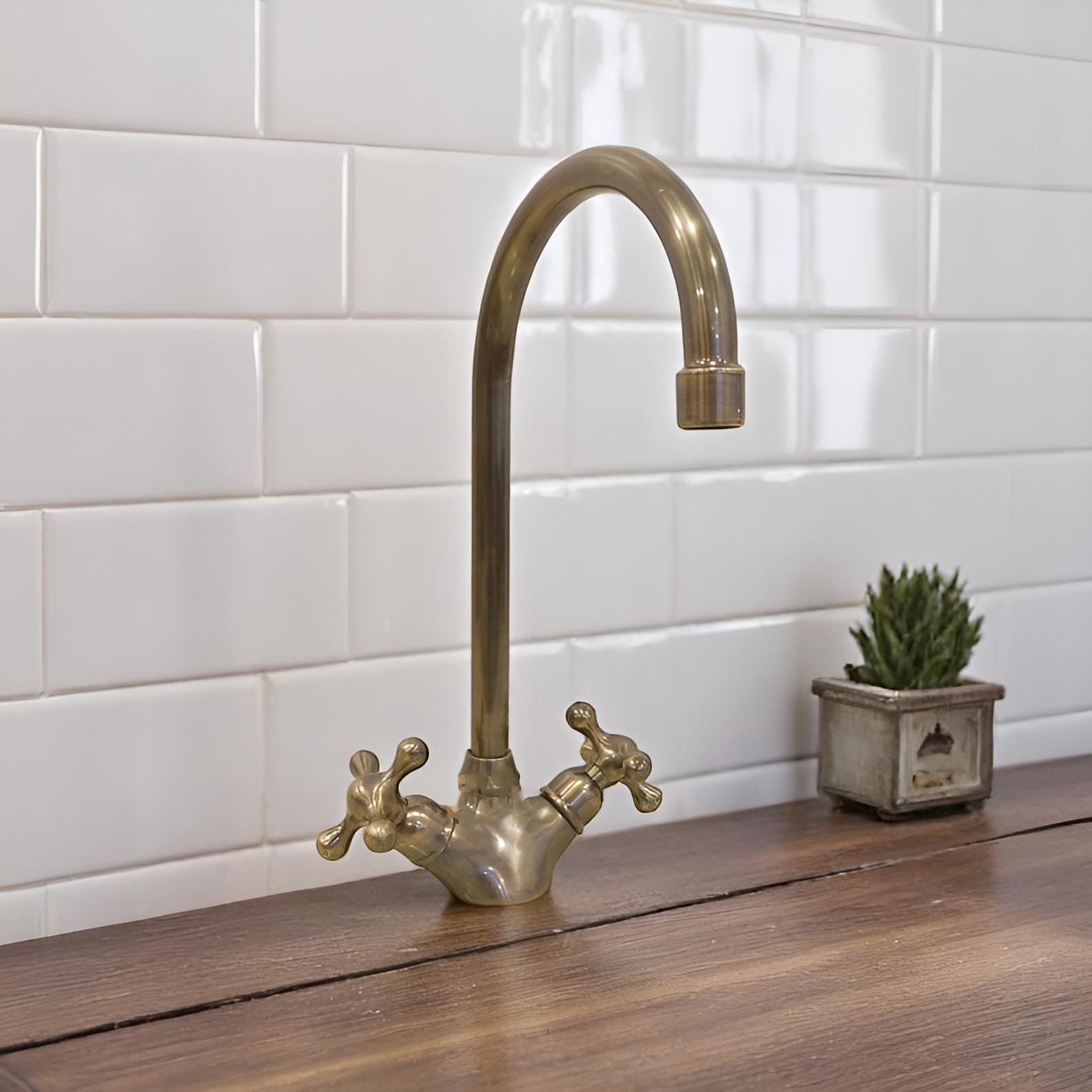 Handmade Unlacquered Brass Kitchen Faucet: Vintage Farmhouse Style - Etsy