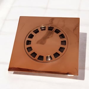 Copper Square Floor Drain Cover – Vintage Anti-Odor Shower Drain with Grid Design