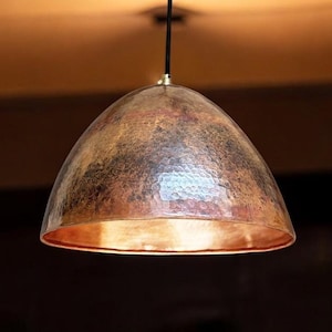 Hammered Copper Pendant Light Kitchen , Vintage Copper Light Fixture Farmhouse Copper Lamp, Handcrafted Copper Island Kitchen Lighting