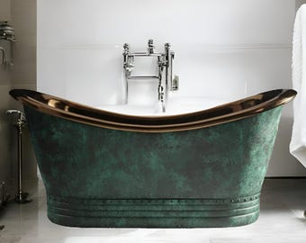 Oxidized Copper Soaking Tub: Handmade Vintage Patina Bathtub