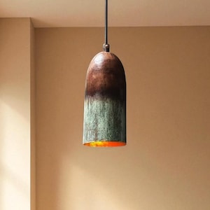 Oxidized Copper Pendant Light, Handmade Industrial Hanging Lamp Vintage Farmhouse Ceiling Fixture, copper oxidized pendant light, Handcrafts