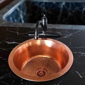 Handcrafted Hammered Copper Kitchen Sink: Round Island or Bathroom Vessel
