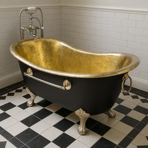 Handmade Brass Clawfoot Bathtub: Black & Gold Vintage Soaking Tub