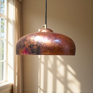 Handmade Copper Pendant Light: Rustic Farmhouse Dome Lighting