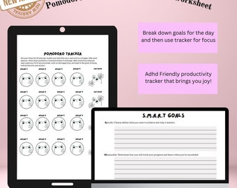 Pomodoro Technique Frog Tracker - Printable Productivity Tool with Smart Goals Worksheet