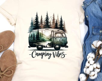 Retro Camper Van T-Shirt: Camping Vibes, Outdoors Adventure