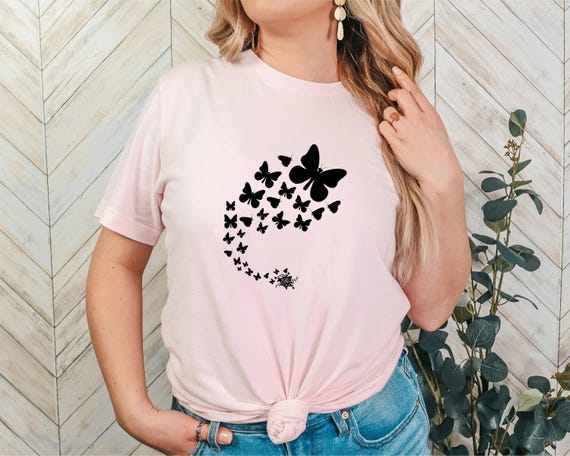 Butterfly T-Shirt: Elegant Floral Design, Soft Cotton Tee