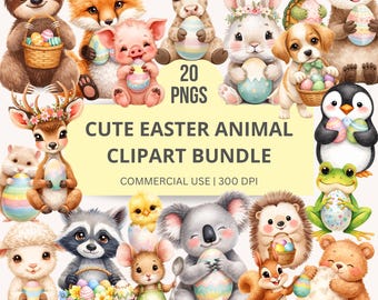 Easter Animal PNG Clipart Bundle | Whimsical Storybook Animals | Spring Clipart for Kids Crafts