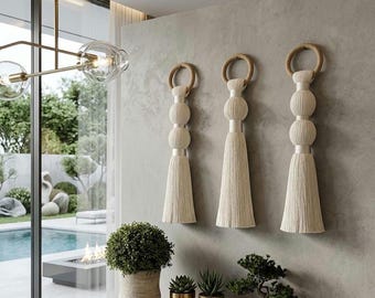 Witte macramé wandhanger, katoenen koord, handgemaakt