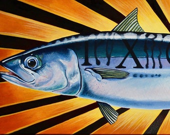 Helig makrill *Original oljemålning/Humor/Rolig