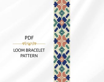 Patroon armband met bloemenkralenweefgetouw: Miyuki Delica 11/0 (pdf)