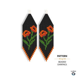 Flower Fringe Beaded Earrings PDF Pattern -  Miyuki Delica 11/0 Beadwork
