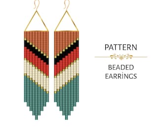 Southwestern Fringe Beaded Earrings PDF Pattern -  Miyuki Delica 11/0 Beadwork