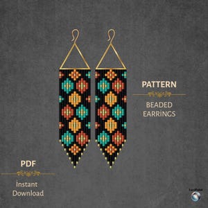 Wzór na kolczyki z frędzlami i koralikami w kształcie diamentów w formacie PDF – Miyuki Delica 11/0 Beadwork